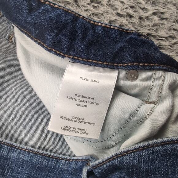 Silver Jeans Women 31x33 Blue Suki Slim Bootcut Stretch Denim Mid Rise Casual - Picture 5 of 10